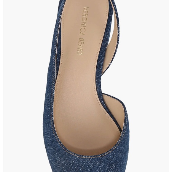 New Veronica Beard Denim Cecile Half d'Orsay Slingback Pump Low Heels - Picture 4 of 9